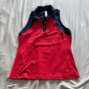 Red and Black Sleeveless Polo Shirt